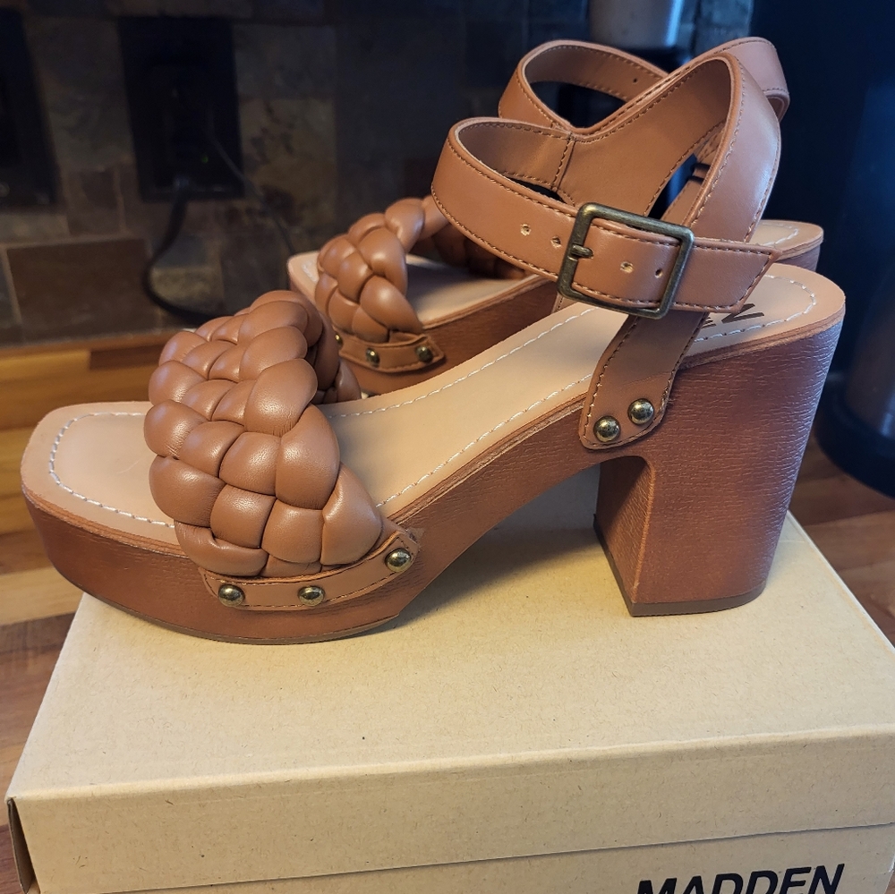 Madden nyc Braided heel platform heels